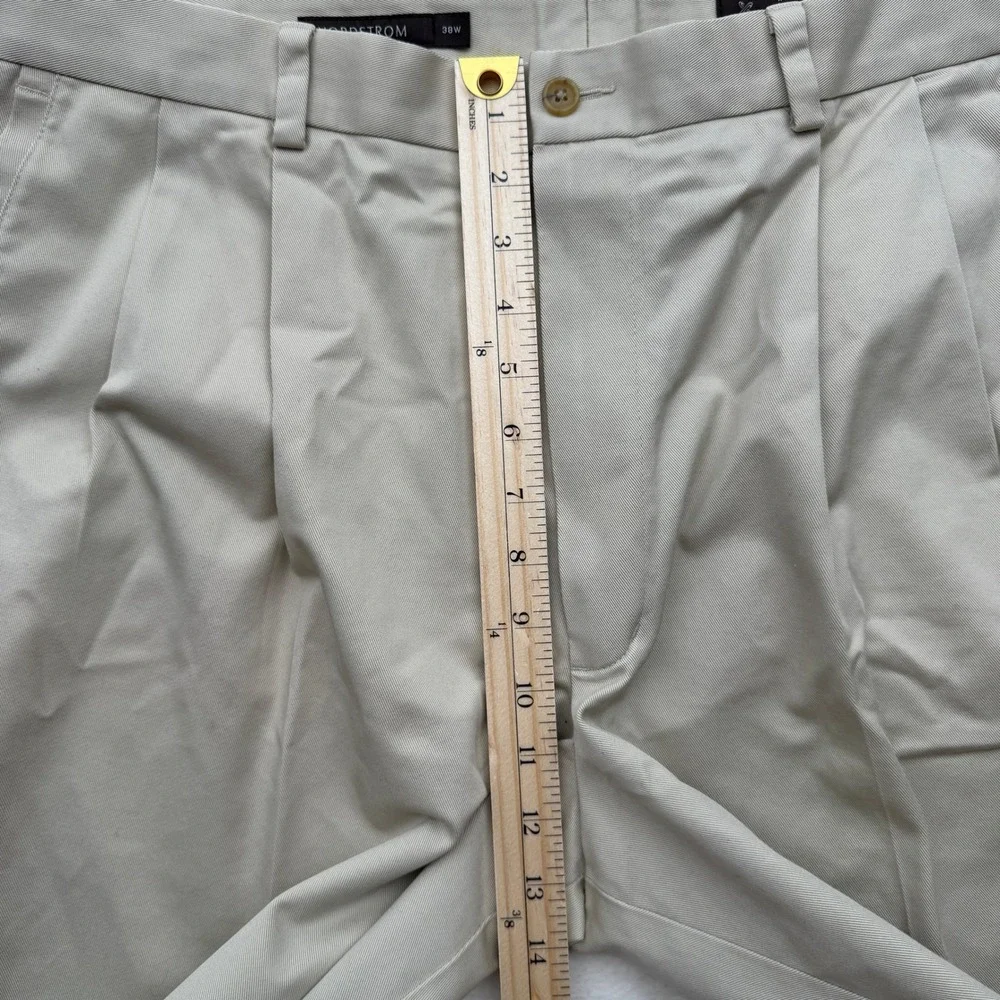 Nordstrom Shorts Mens 38 Tan‎ Smartcare Pleated Chino Wrinkle-Free Cotton Blend